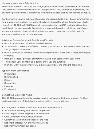 Chicago Academy of Arts Scholarship Application Chicago Academy of Arts Scholarship Application