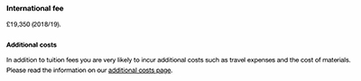 Fees for studying jewelry design at Central Saint Martin College of Art and Design Fees for studying jewelry design at Central Saint Martin College of Art and Design