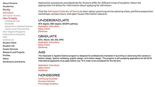 Parsons School of Design Application Requirements Parsons School of Design Application Requirements