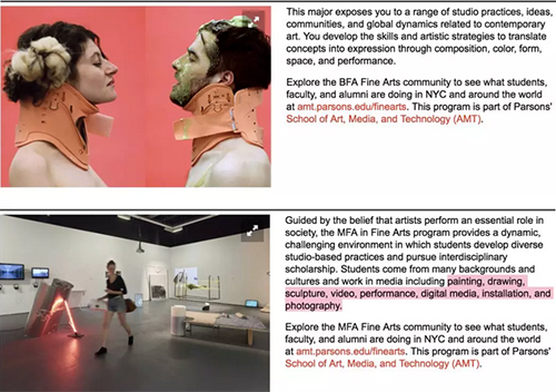 Art students studying abroad apply for the pure art major of Parsons Design College Art students studying abroad apply for the pure art major of Parsons Design College