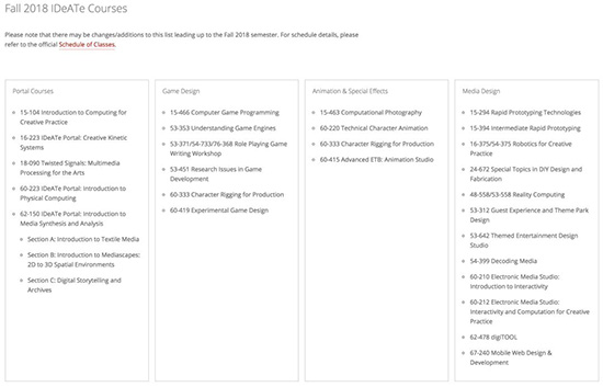 Carnegie Mellon University New Media Arts Professional Course Carnegie Mellon University New Media Arts Professional Course