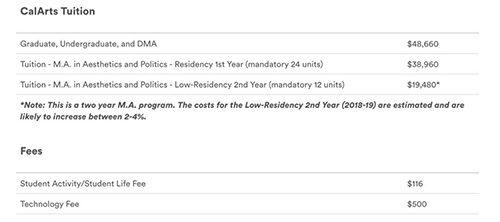 CalArts California Academy of Arts New Media Art Study Fees CalArts California Academy of Arts New Media Art Study Fees