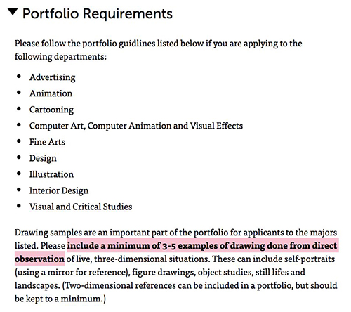 New York Institute of Visual Arts Portfolio Requirements New York Institute of Visual Arts Portfolio Requirements