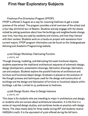 MIT MIT Architecture Curriculum MIT MIT Architecture Curriculum