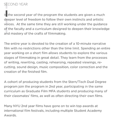Curriculum Design of Film Major of New York University Imperiable College of Arts Curriculum Design of Film Major of New York University Imperiable College of Arts