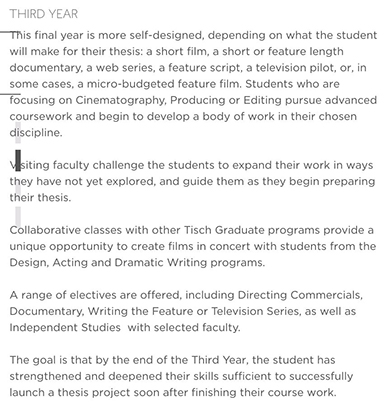 Curriculum Arrangement of Film Major of New York University Imperiable College of Arts Curriculum Arrangement of Film Major of New York University Imperiable College of Arts