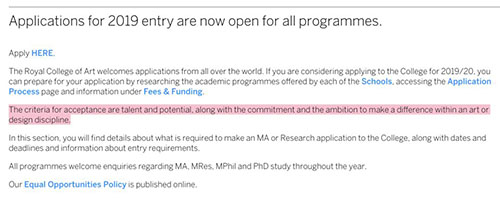 Royal Academy of Arts Collection Requirements Royal Academy of Arts Collection Requirements
