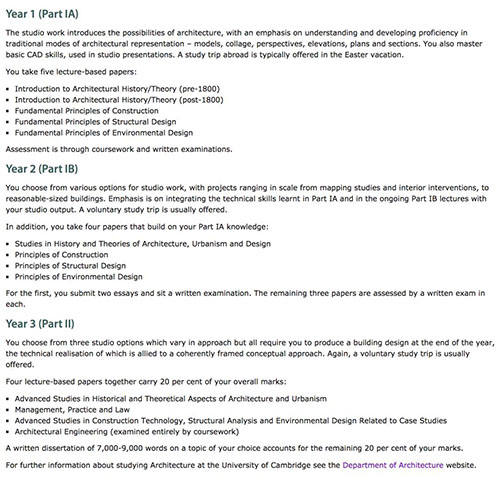 Curriculum Design of Architecture in Cambridge University Curriculum Design of Architecture in Cambridge University