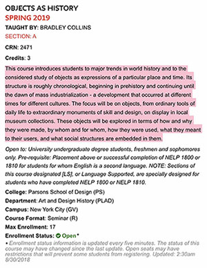 ParsonsObjects as History ParsonsObjects as History