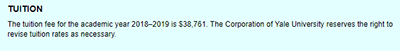 Undergraduate tuition of Yale University Undergraduate tuition of Yale University