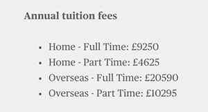 Master's study fees at Goldsmith College, University of London Master's study fees at Goldsmith College, University of London