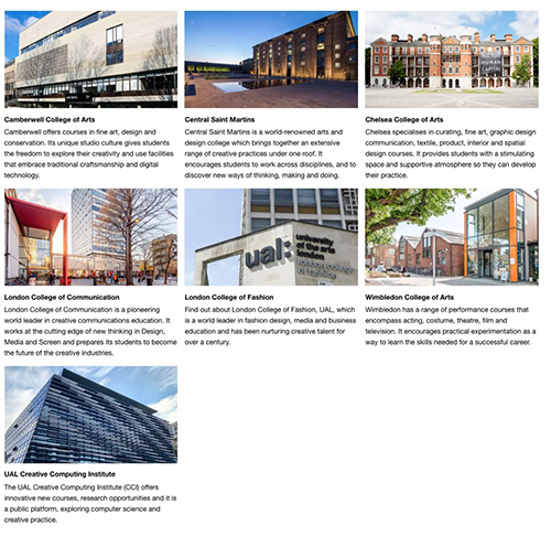 UAL London University of the Arts 7 schools UAL London University of the Arts 7 schools
