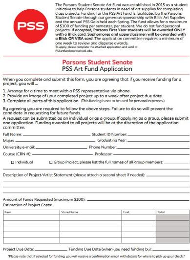Parsons Art Fund Application Form Parsons Art Fund Application Form