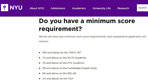 Language Performance Requirements of New York University Language Performance Requirements of New York University