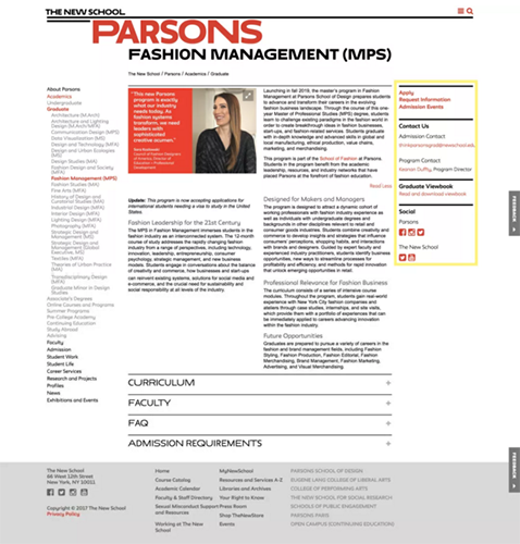 Fashion Management of Parsons School of Design Fashion Management of Parsons School of Design