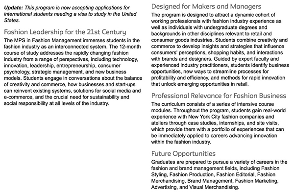 Study abroad in fashion management major of Parsons Design College Study abroad in fashion management major of Parsons Design College