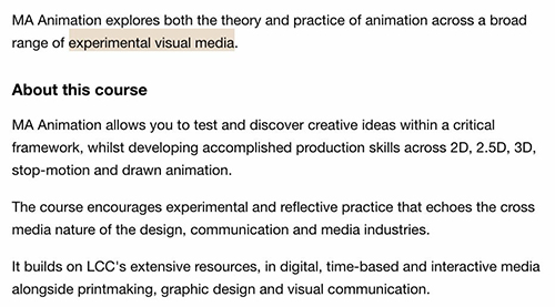 Studied in Animation at London Media College Studied in Animation at London Media College