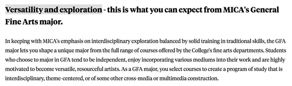 MICA Comprehensive Art MICA Comprehensive Art