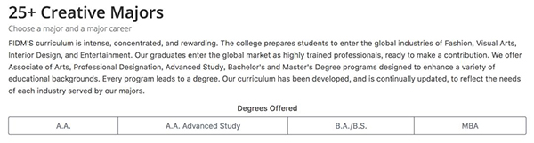 Classification of professional degrees of Fashion Design Business School Classification of professional degrees of Fashion Design Business School