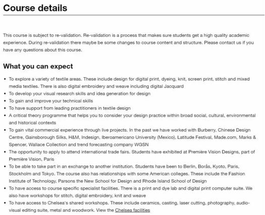 Highlights of Textile Design Course at Chelsea Academy of Arts Highlights of Textile Design Course at Chelsea Academy of Arts