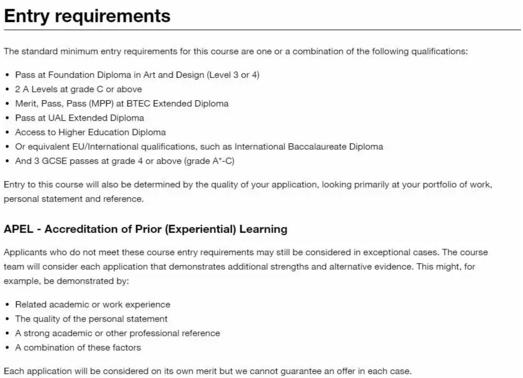 Entry Requirements for Textile Design at Chelsea Academy of Arts Entry Requirements for Textile Design at Chelsea Academy of Arts