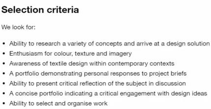 Textile Design Assessment Requirements of Chelsea Academy of Arts Textile Design Assessment Requirements of Chelsea Academy of Arts
