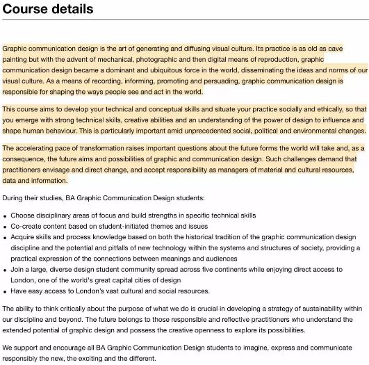 Graphic Design Course of Central Saint Martin Graphic Design Course of Central Saint Martin