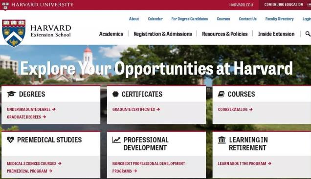 Case Study on the Official Website of Harvard Extension College Case Study on the Official Website of Harvard Extension College
