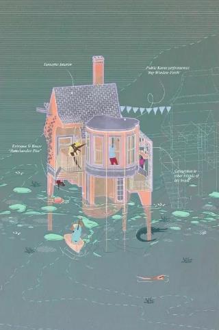 Aerial view of architectural design Aerial view of architectural design