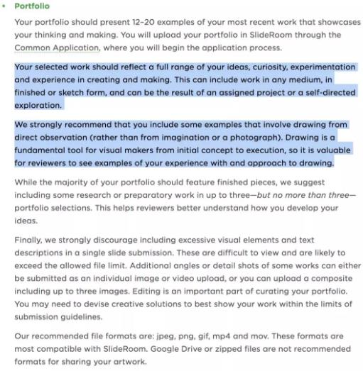 Requirements for RISD portfolio in 2020 Requirements for RISD portfolio in 2020