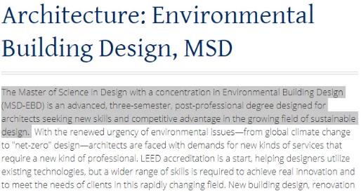 Environmental Architecture Design of University of Pennsylvania Environmental Architecture Design of University of Pennsylvania