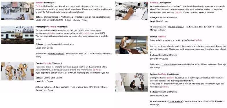 London University of the Arts Portfolio Tutorial Course London University of the Arts Portfolio Tutorial Course