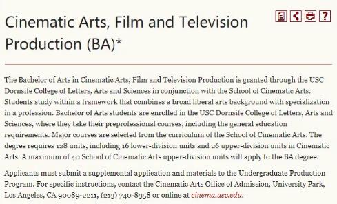 University of Southern California College of Film Arts Film major University of Southern California College of Film Arts Film major