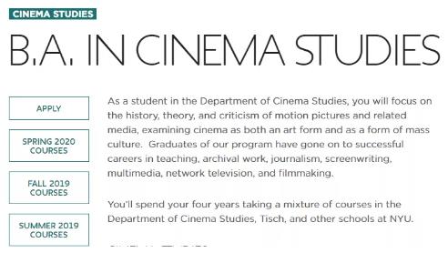 New York University Tisch College Bachelor of Film New York University Tisch College Bachelor of Film