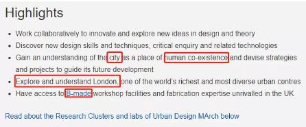 Features of Urban Design Architecture Postgraduate Course Features of Urban Design Architecture Postgraduate Course