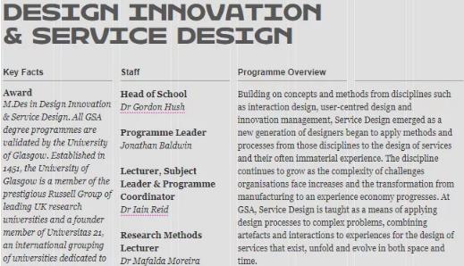 Glasgow Academy of Arts Service Design Glasgow Academy of Arts Service Design