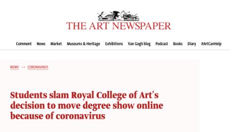 RCA students jointly signed a letter to boycott the online graduation exhibition RCA students jointly signed a letter to boycott the online graduation exhibition