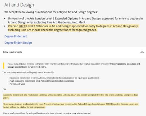 Requirements of Edinburgh and Goldsmith on BTEC Requirements of Edinburgh and Goldsmith on BTEC