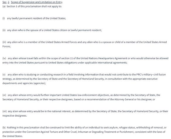 The United States restricts the entry of international students The United States restricts the entry of international students