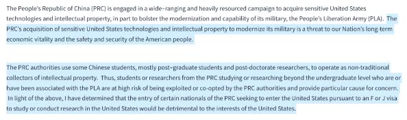 The United States restricts the entry of international students The United States restricts the entry of international students