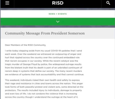 Principal RISD's letter to students on Floyd incident Principal RISD's letter to students on Floyd incident