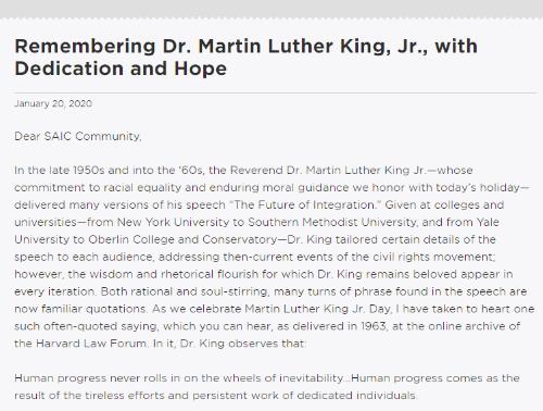 Special Anti racism Training for SAIC Staff in Memory of Martin Luther King Special Anti racism Training for SAIC Staff in Memory of Martin Luther King