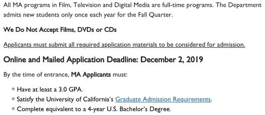 UCLA Film Professional Application Requirements UCLA Film Professional Application Requirements
