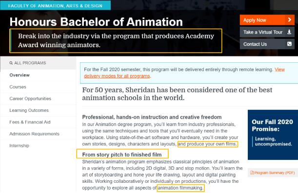 Introduction to Undergraduate Animation Major of Sheldon College Introduction to Undergraduate Animation Major of Sheldon College