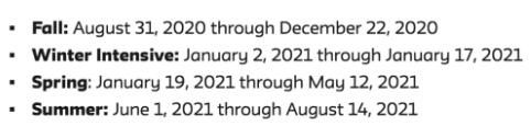Parsons previously announced the teaching plan for 2020-2021 Parsons previously announced the teaching plan for 2020-2021