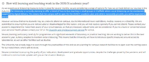Sheffield University adjusts its teaching mode due to the impact of the epidemic Sheffield University adjusts its teaching mode due to the impact of the epidemic