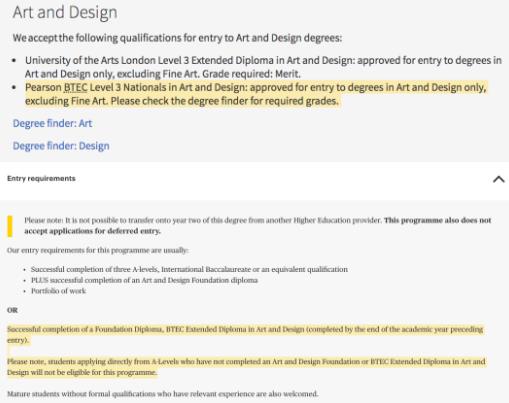 Requirements of Edinburgh and Goldsmith on BTEC Requirements of Edinburgh and Goldsmith on BTEC