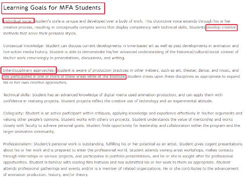 Learning Objectives of CalArts Experimental Animation MFA Course Learning Objectives of CalArts Experimental Animation MFA Course