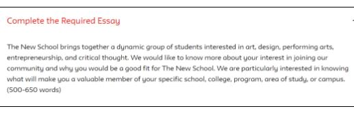 Parsons Undergraduate Application Essay Requirements Parsons Undergraduate Application Essay Requirements