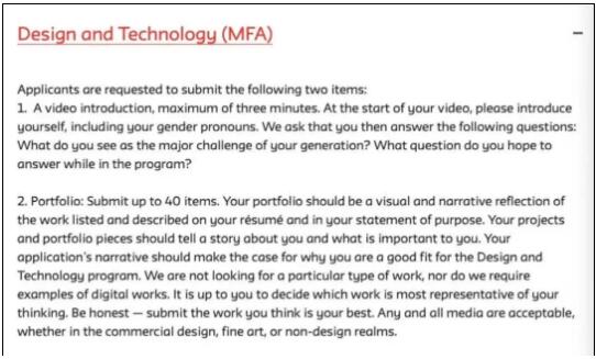 Parsons' video requirements Parsons' video requirements